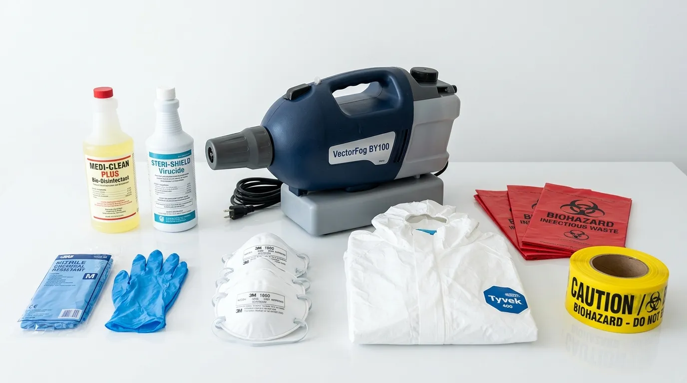 Professional biohazard remediation crew working in Manchester